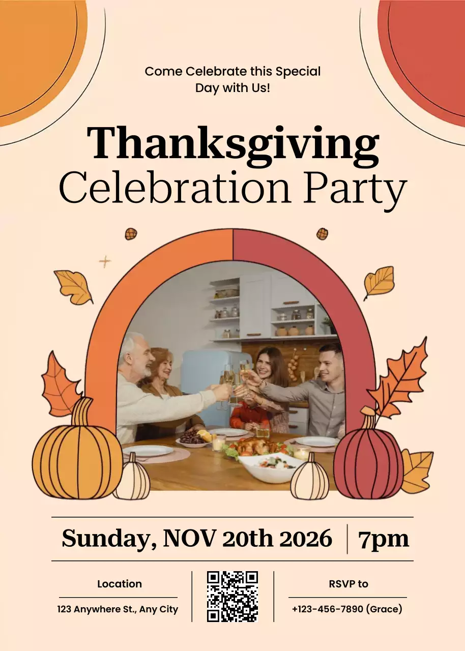 Beige Classic Thanksgiving Invitation Poster