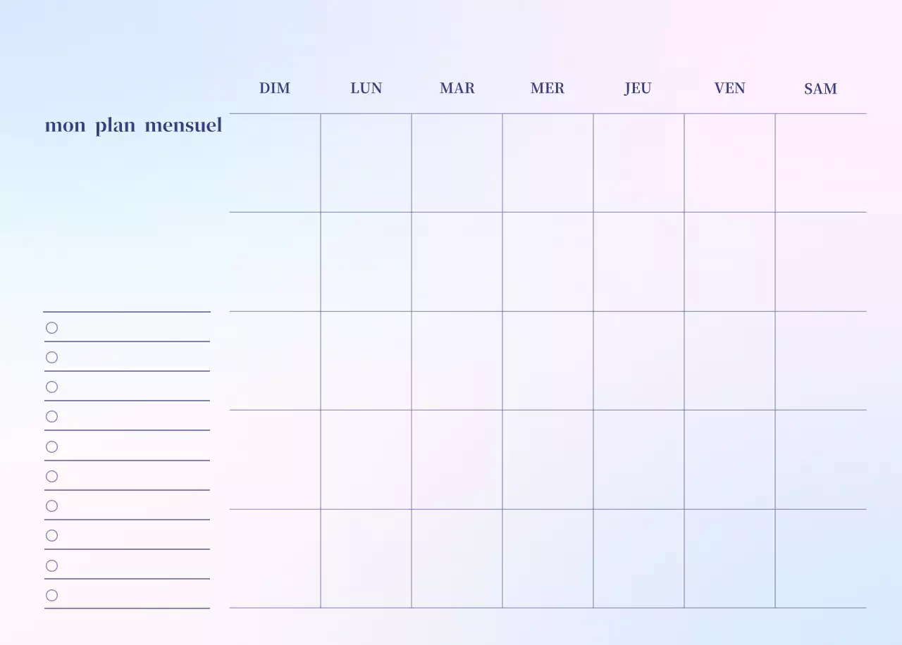 Calendrier minimaliste dégradé