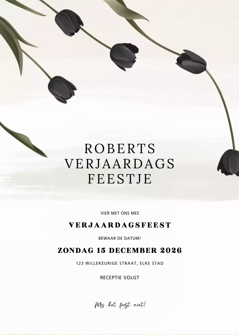 Zwarte elegante verjaardagsuitnodiging