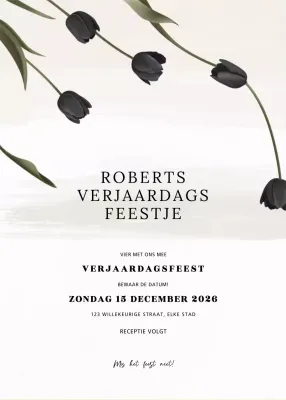 Zwarte elegante verjaardagsuitnodiging