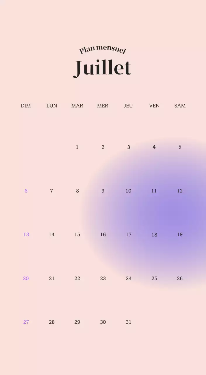 Calendrier minimaliste dégradé