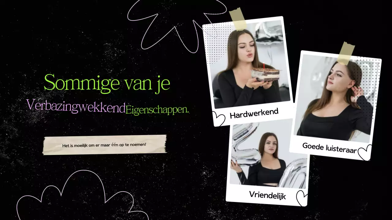 Zwart en groen papier collage verjaardag presentatie