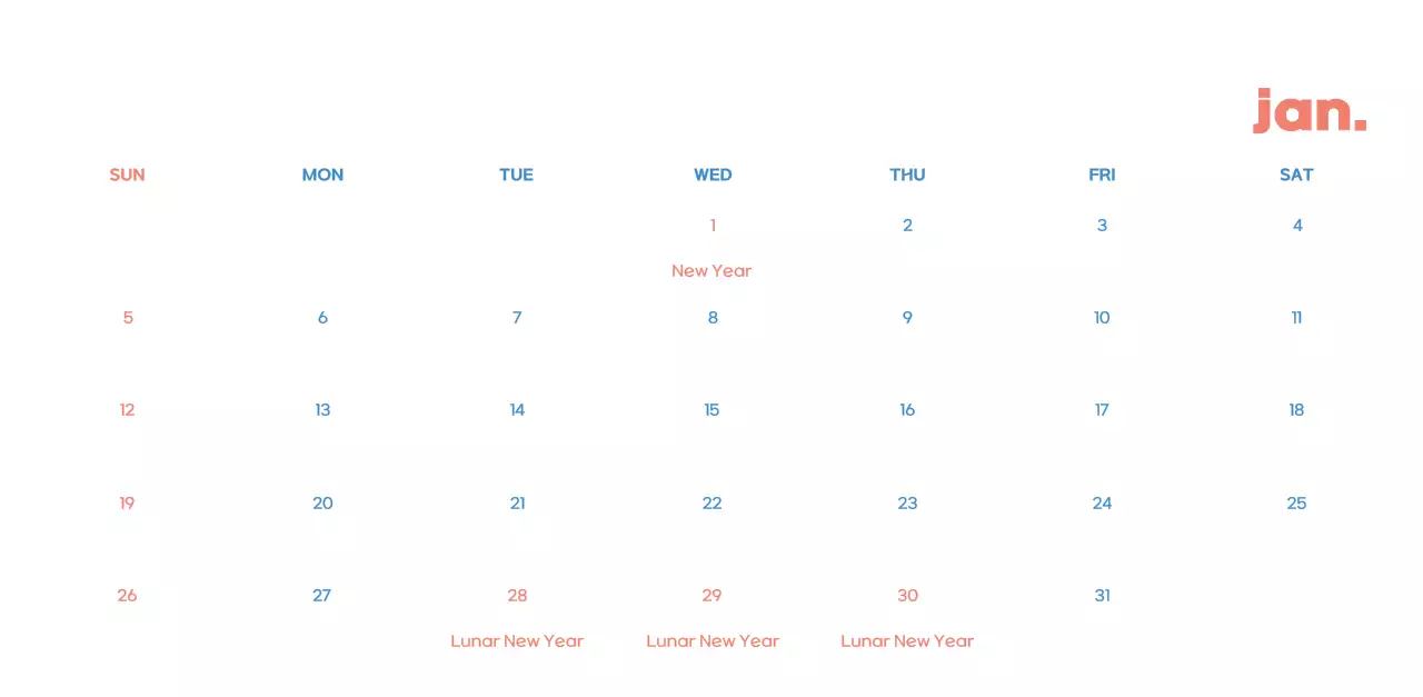 Business calendar with cute illustrations