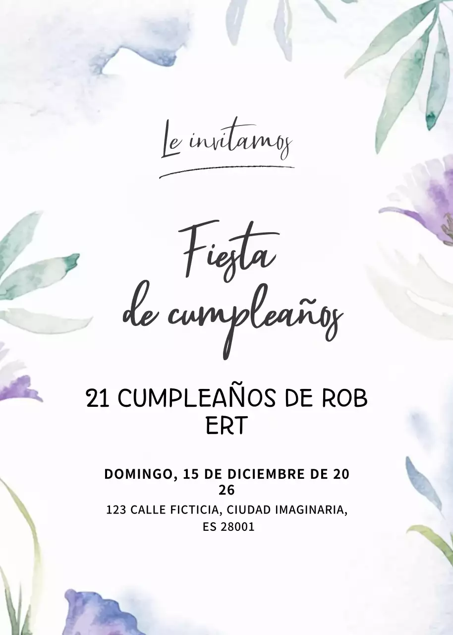 Elegante invitación de cumpleaños blanca