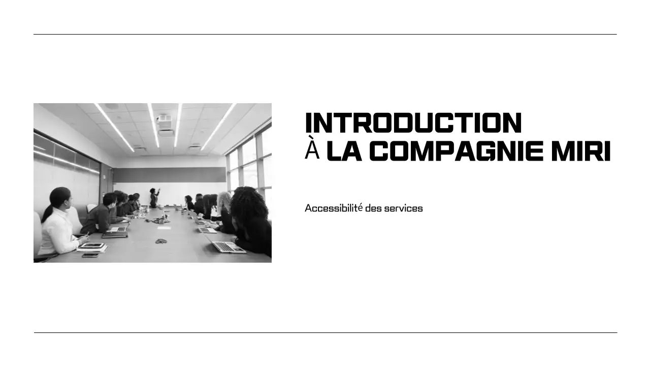 Présentations d'accueil des employés en noir et blanc