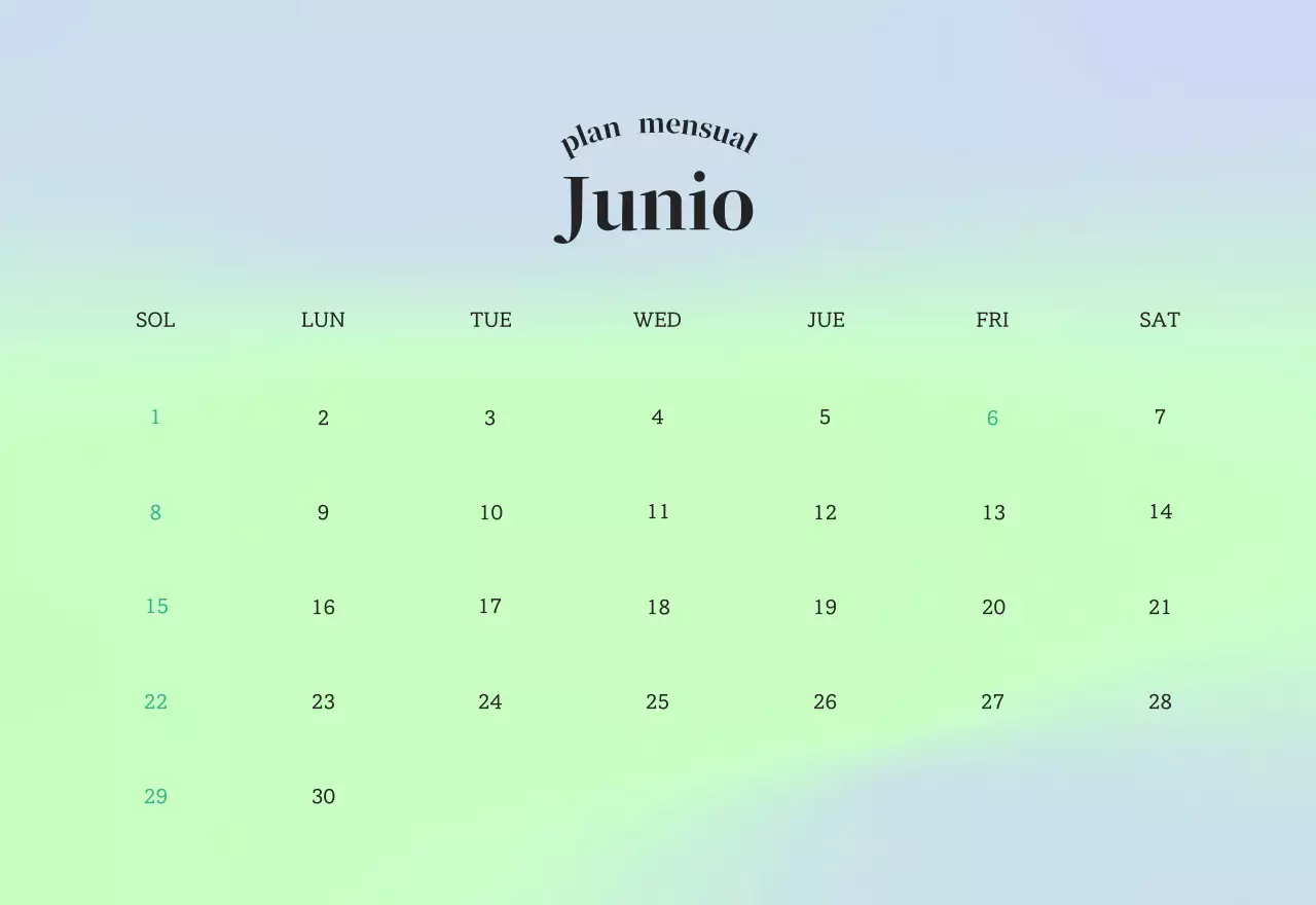 Calendario minimalista degradado
