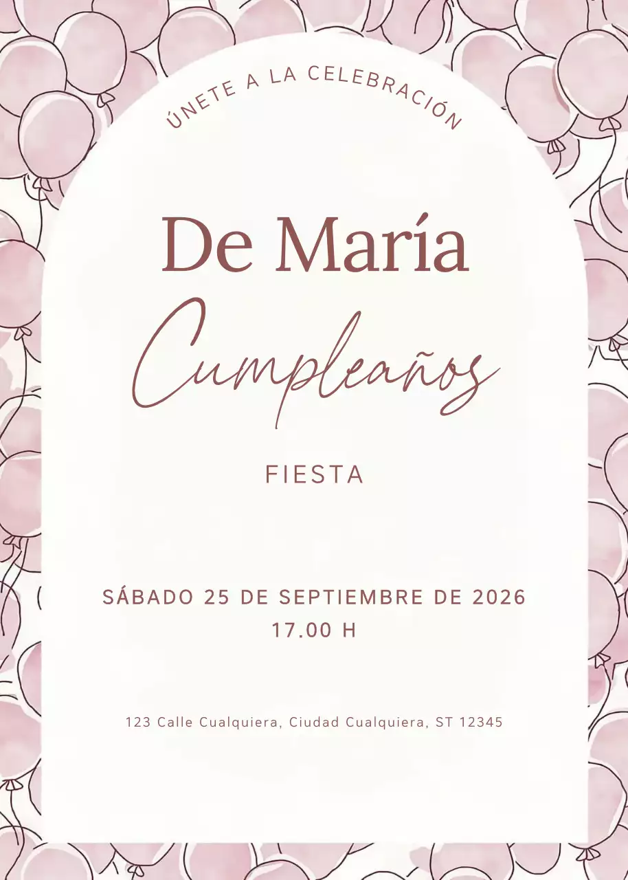Invitación de cumpleaños rosa elegante