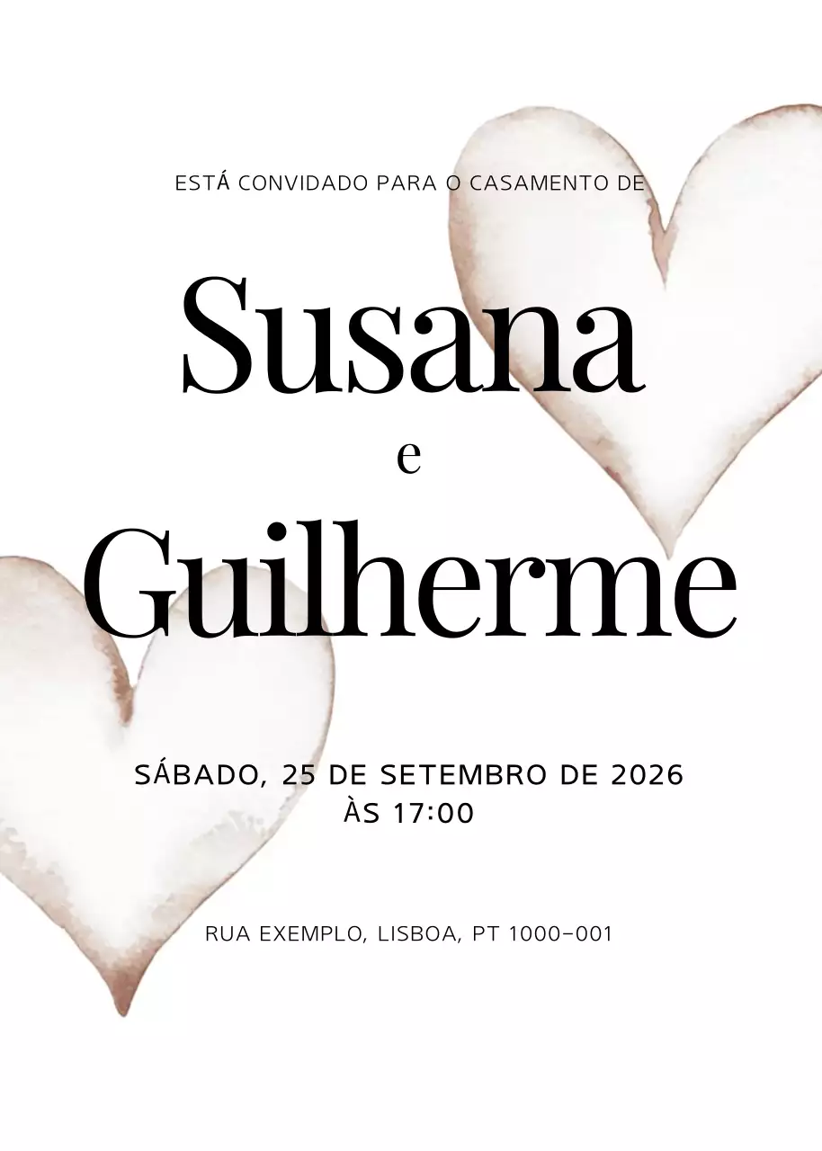 Convite de casamento simples bege