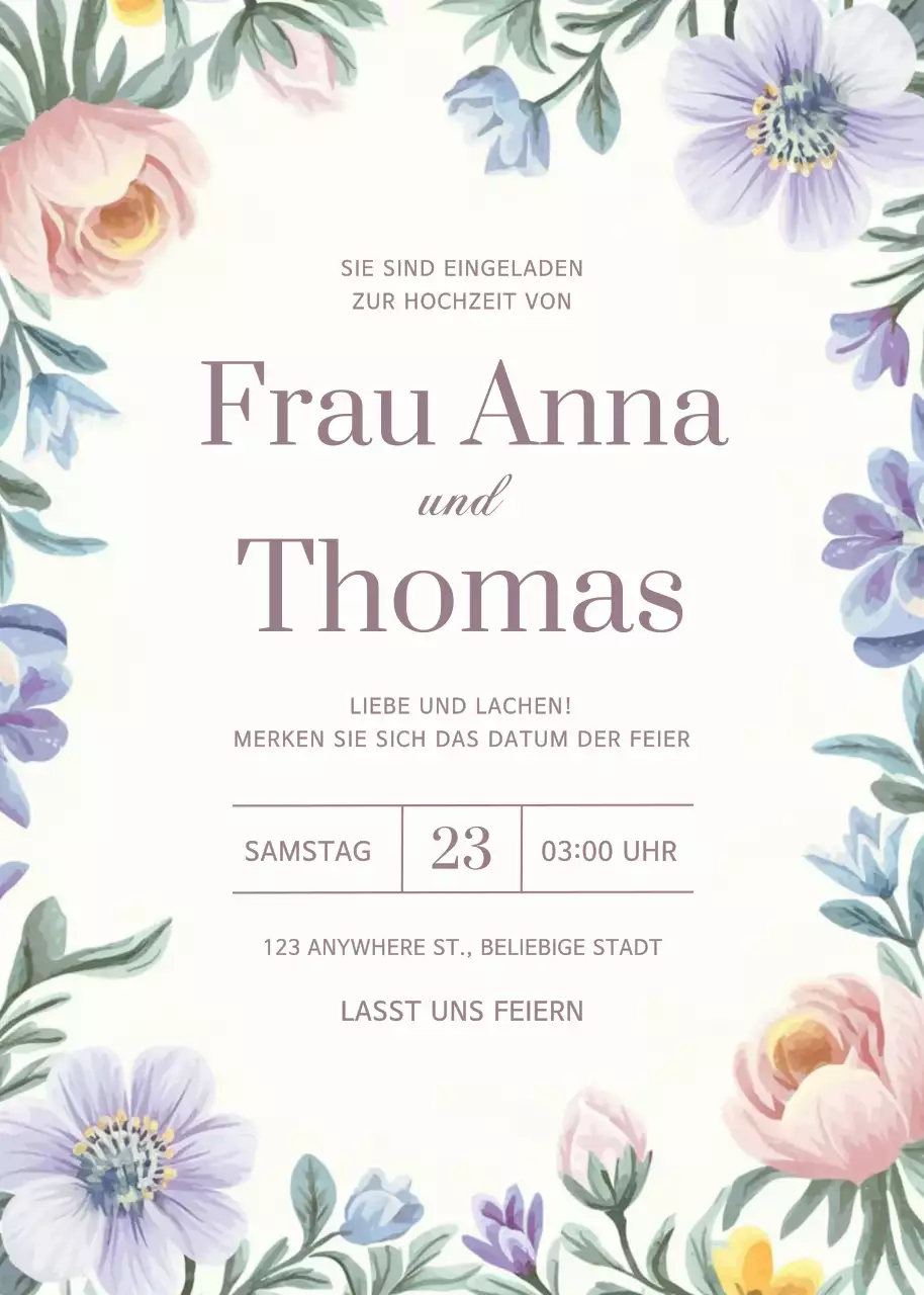 Weiße florale Hochzeitseinladung