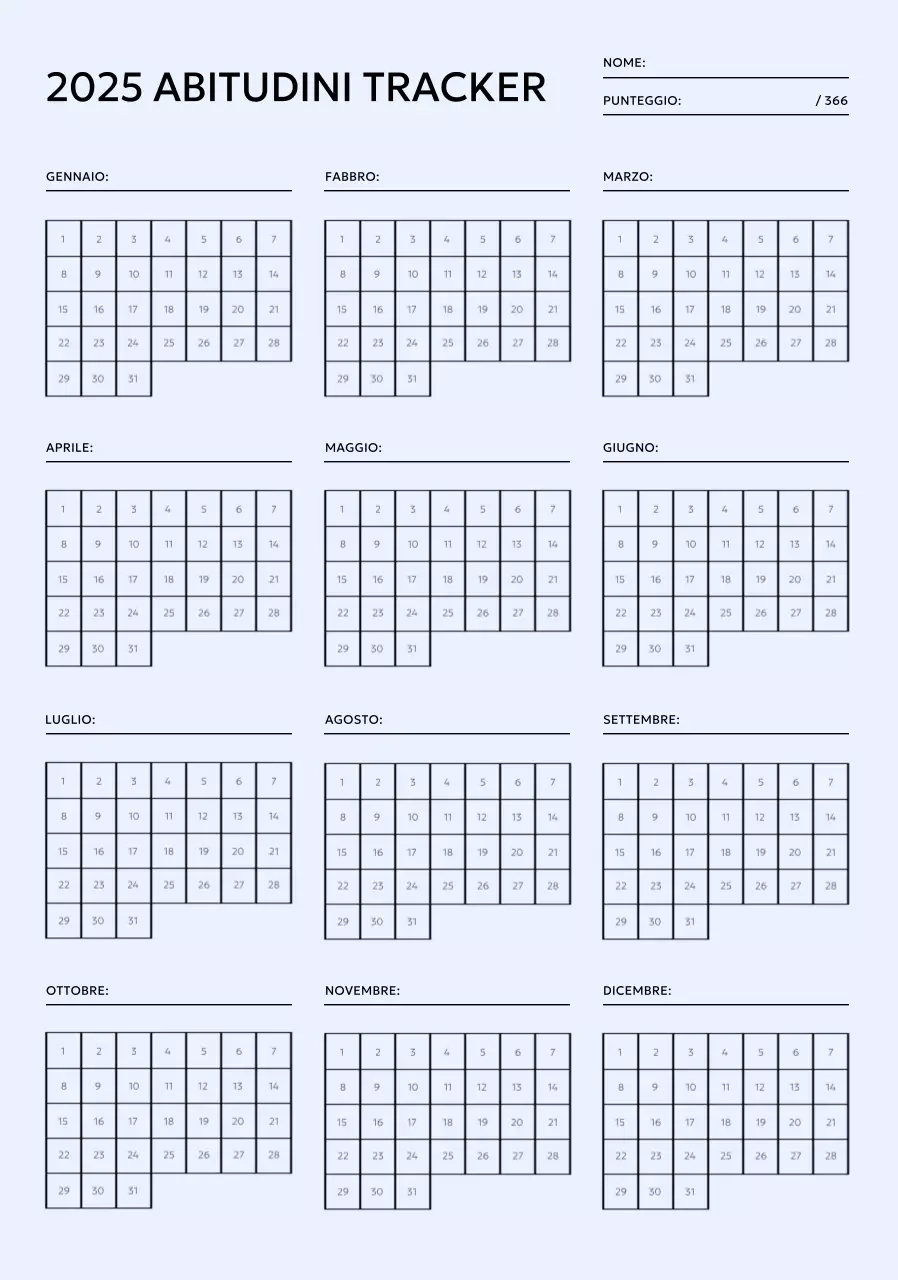 Calendario minimalista con tracker degli obiettivi e sfondo viola pastello