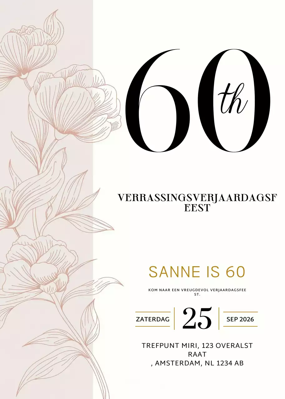 beige elegante verjaardagsuitnodiging