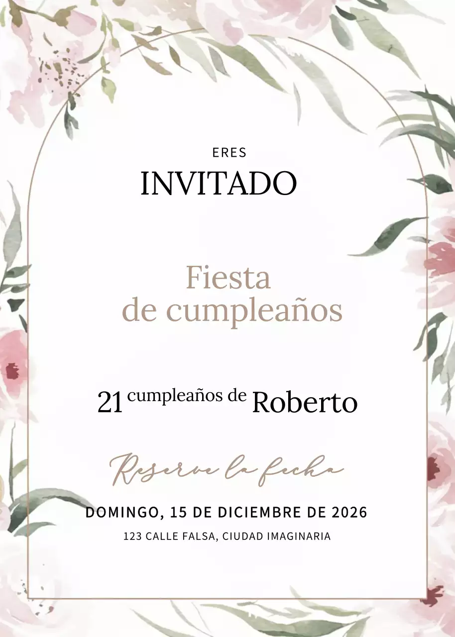 Invitación de cumpleaños rosa elegante