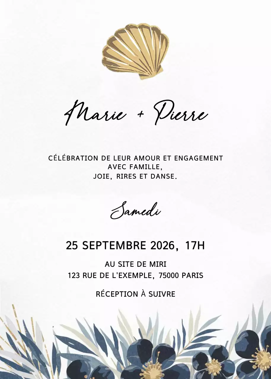 Invitation de mariage élégante en or