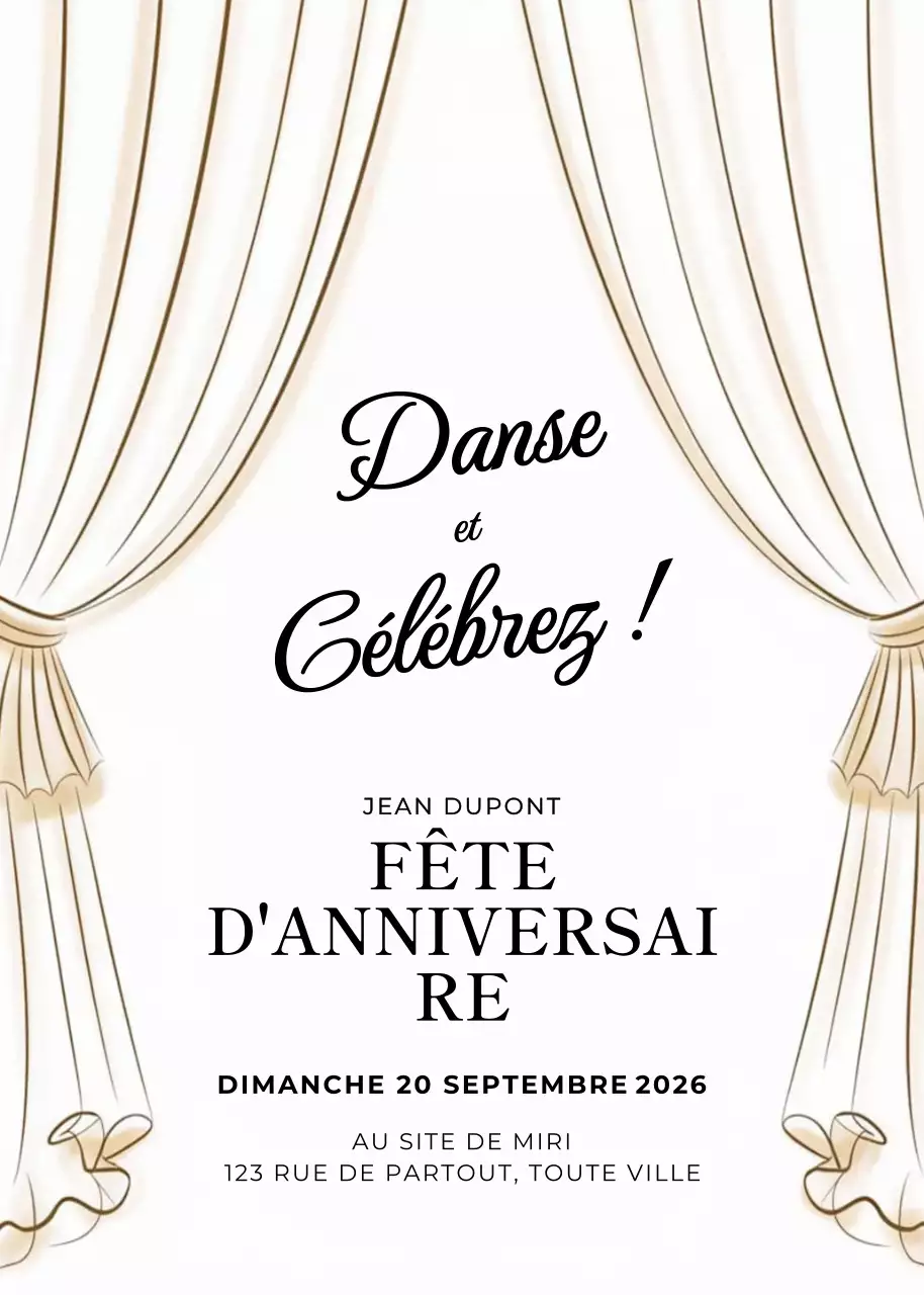 Invitation d'anniversaire élégante en blanc