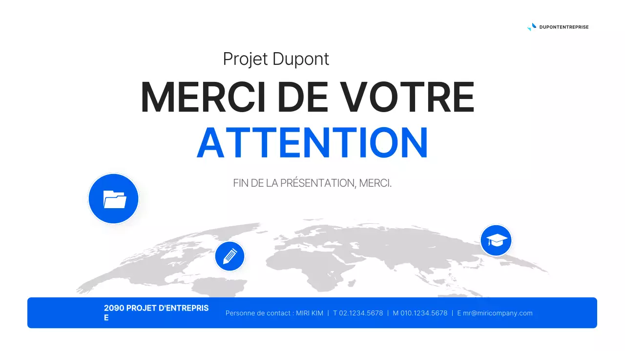 Un plan d'affaires global simple en blanc et bleu