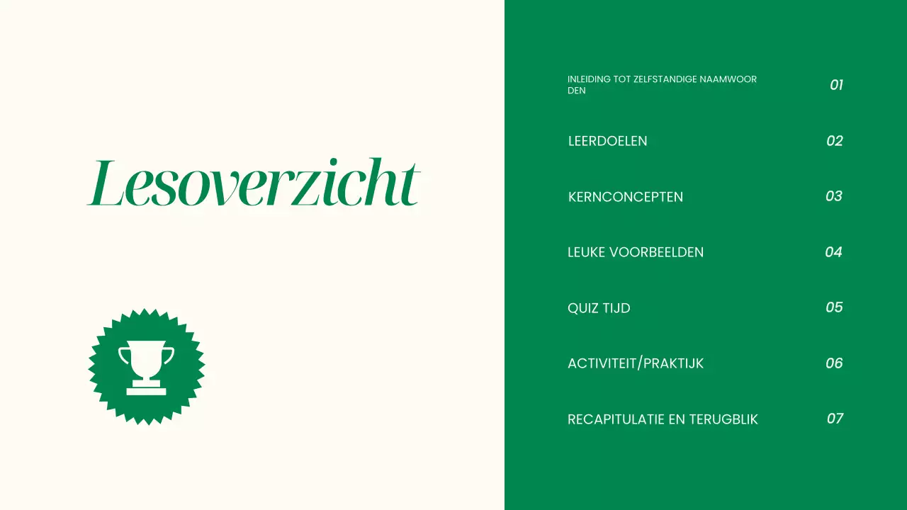 Presentatie Beige Eenvoudige grammatica en zelfstandige naamwoorden