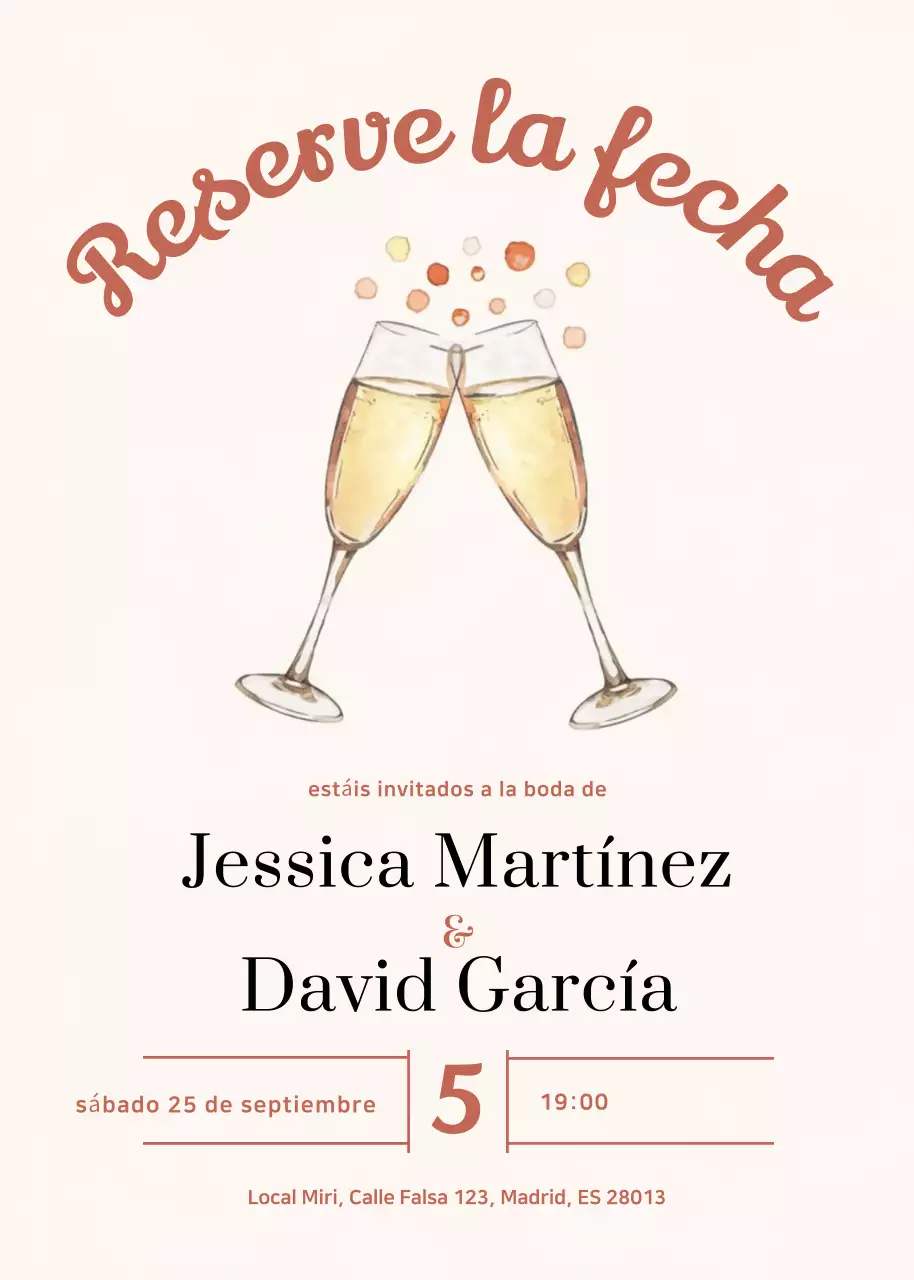 Invitación de boda elegante beige