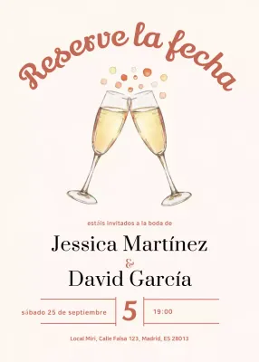 Invitación de boda elegante beige