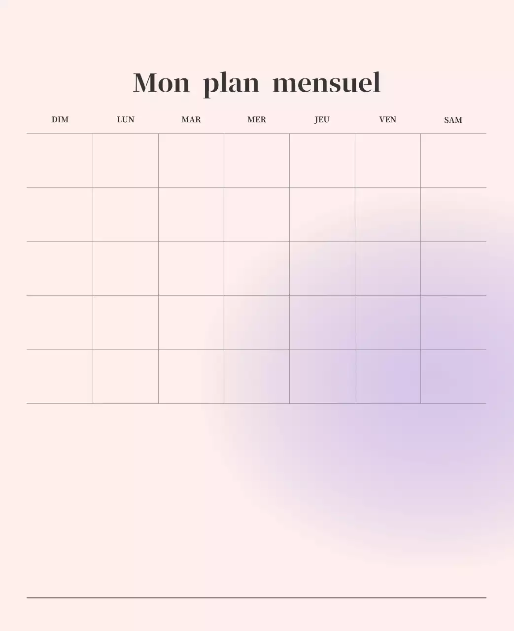Calendrier minimaliste dégradé