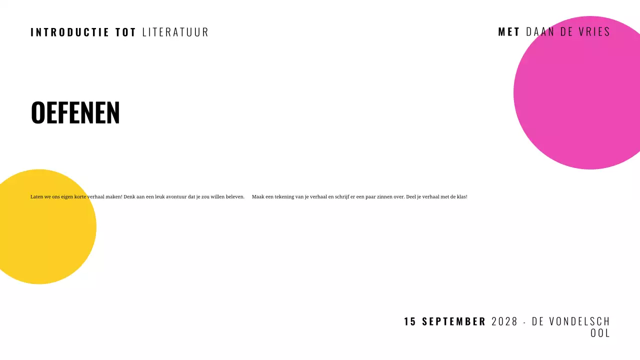 Veelkleurige moderne literatuur cursuspresentatie