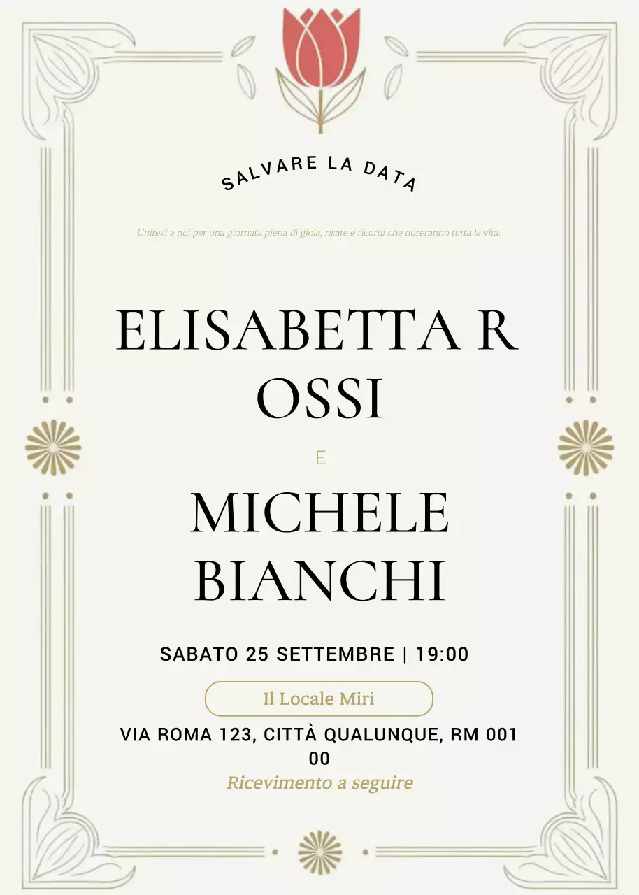 Invito di nozze elegante beige