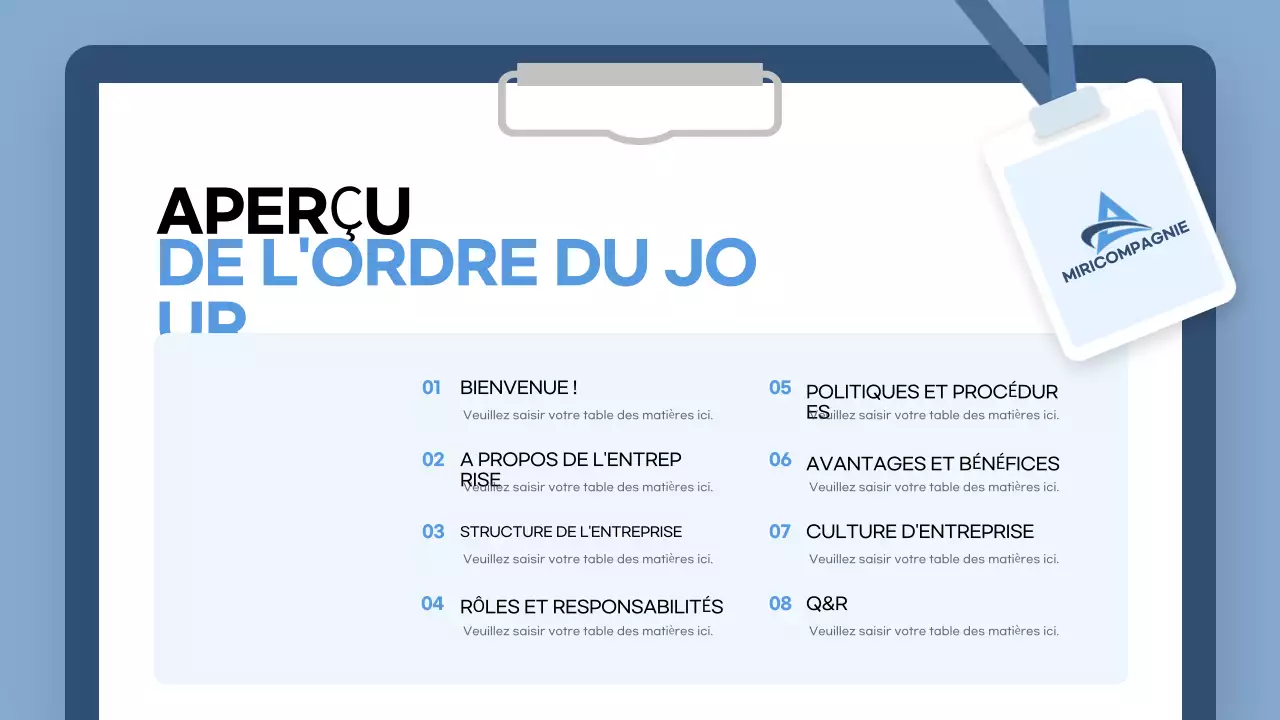 guide d'intégration blue modern