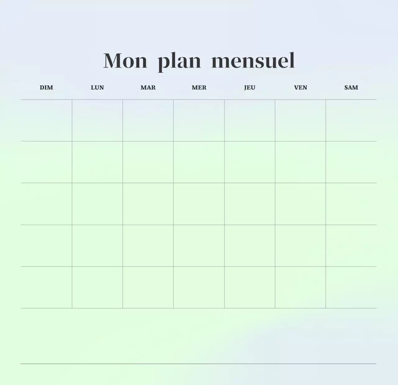 Calendrier minimaliste dégradé