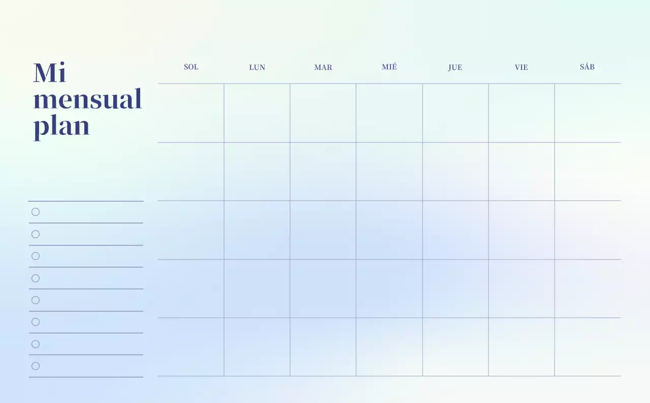 Calendario minimalista degradado