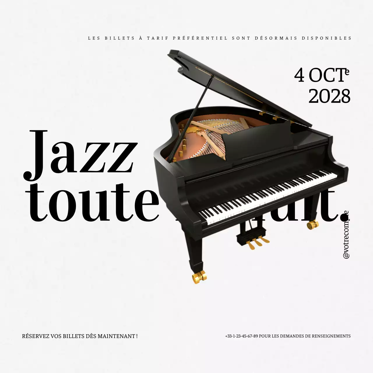 noir blanc élégant jazz musique promotion événement