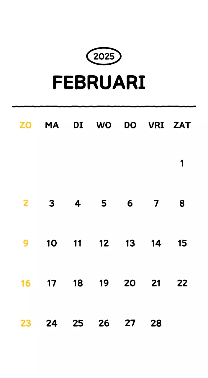 Geïllustreerde kalender met een mooie lijnstijl