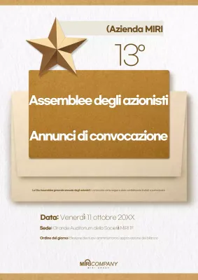 Avviso di convocazione dell'assemblea semplice Beige