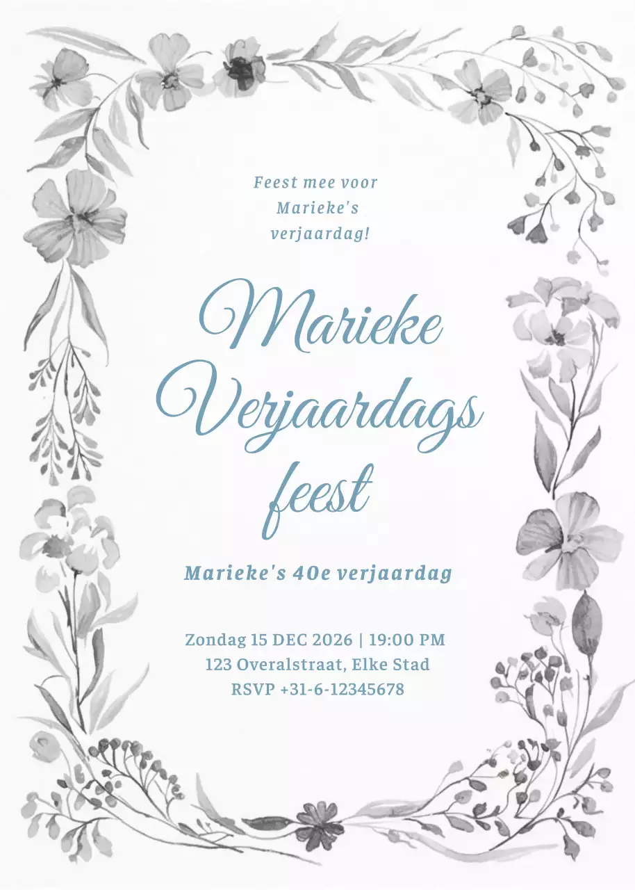 uitnodiging grijze elegante verjaardag