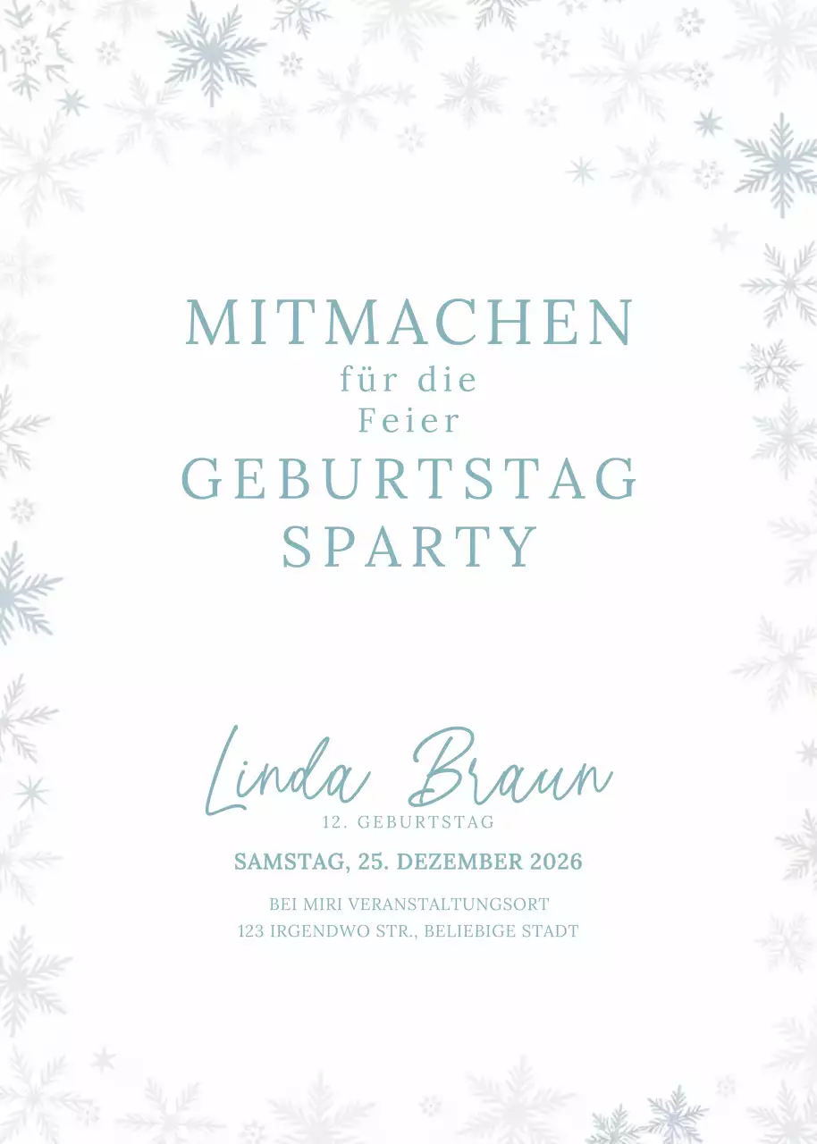 Weiß Elegante Geburtstagseinladung