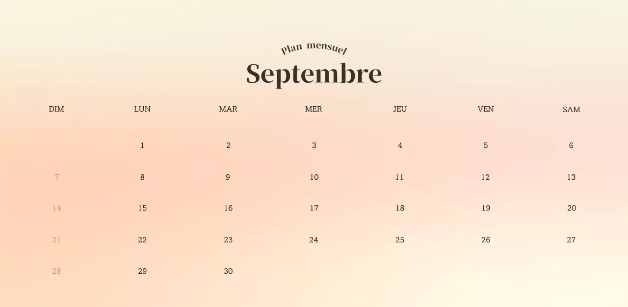 Calendrier minimaliste dégradé