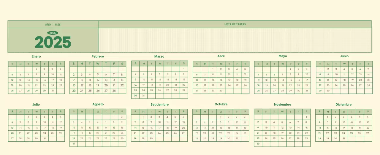 SAT Calendario de pared con concepto de bloc de notas del Día D en verde y amarillo claro