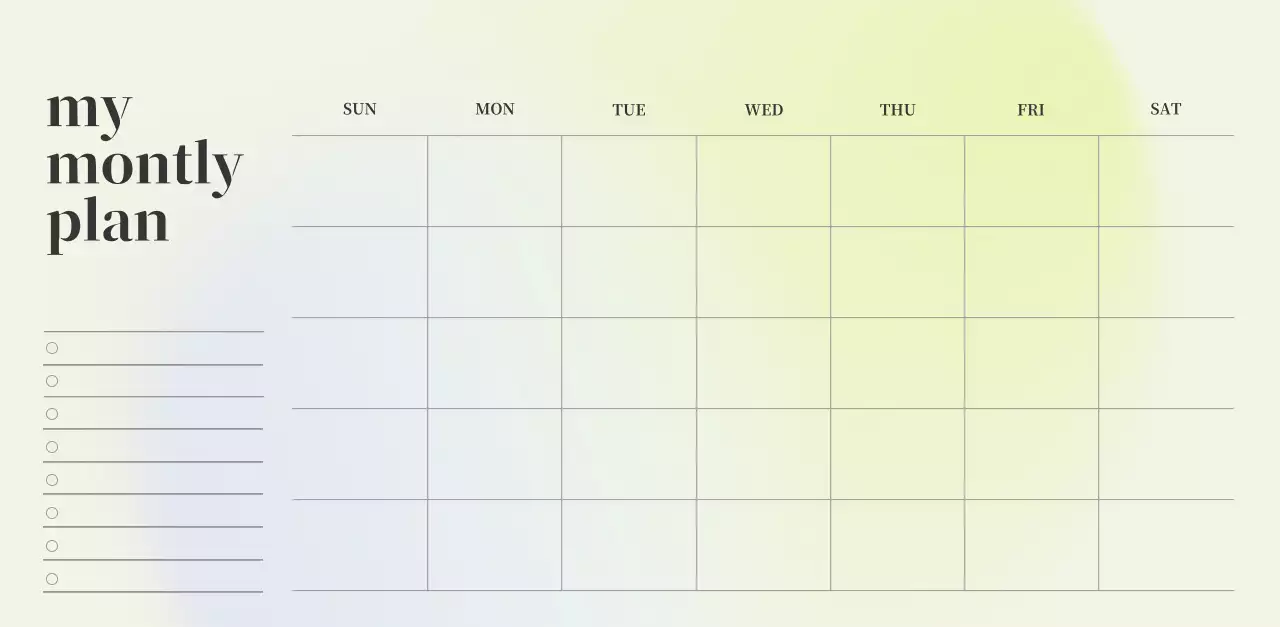 Gradient Minimalist Calendar