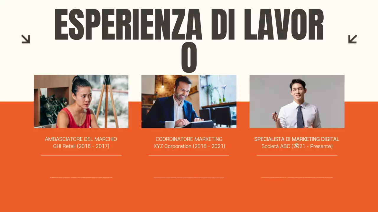 Presentazione del documento del portafoglio moderno arancione