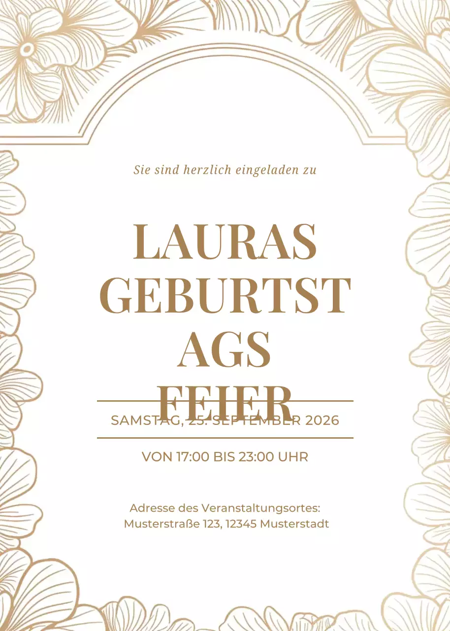 Gold elegante Geburtstagseinladung