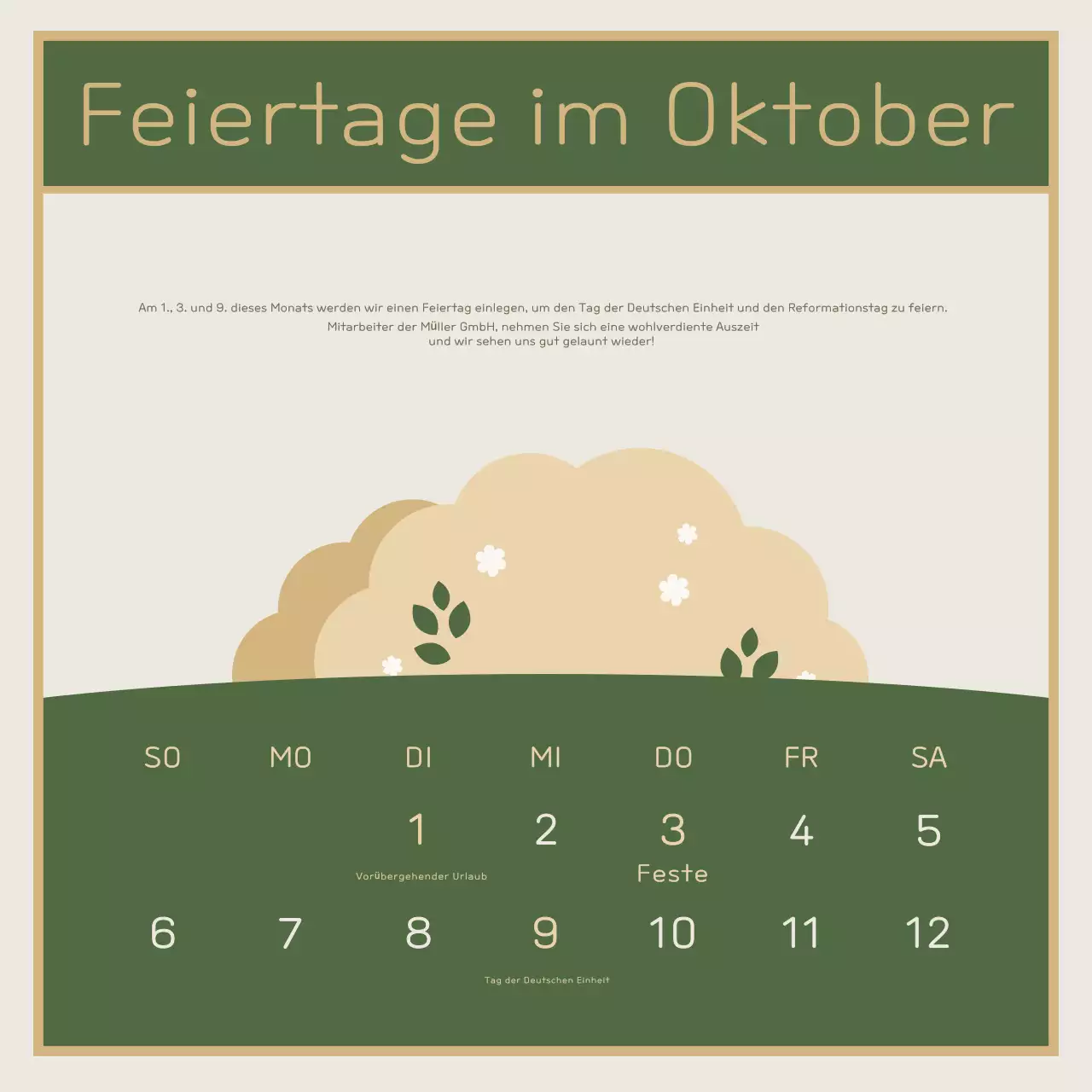 Khaki Tidy Holiday Notice