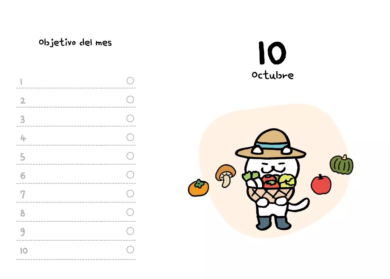 Calendario diario en marfil