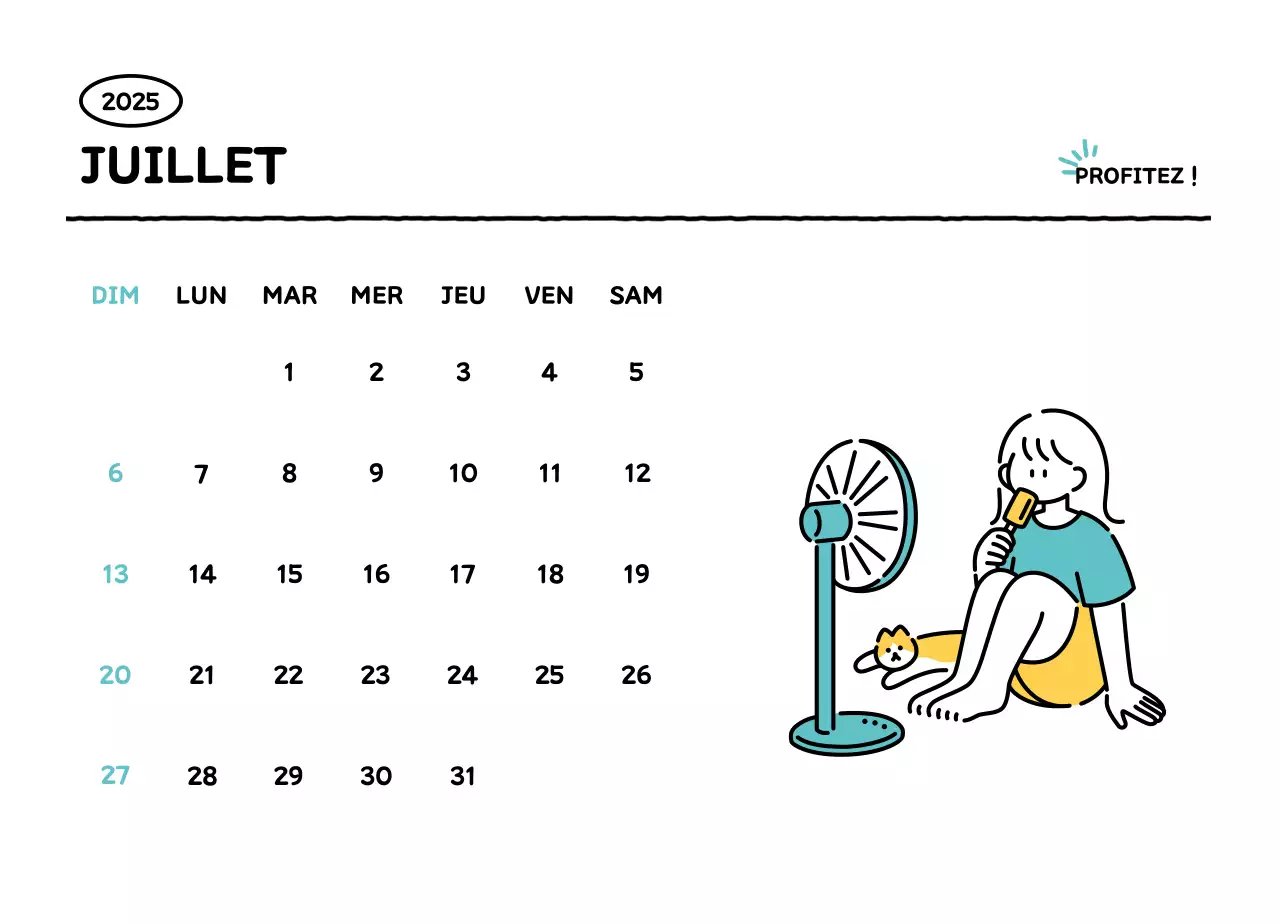 Calendrier illustré avec un joli style de lignes