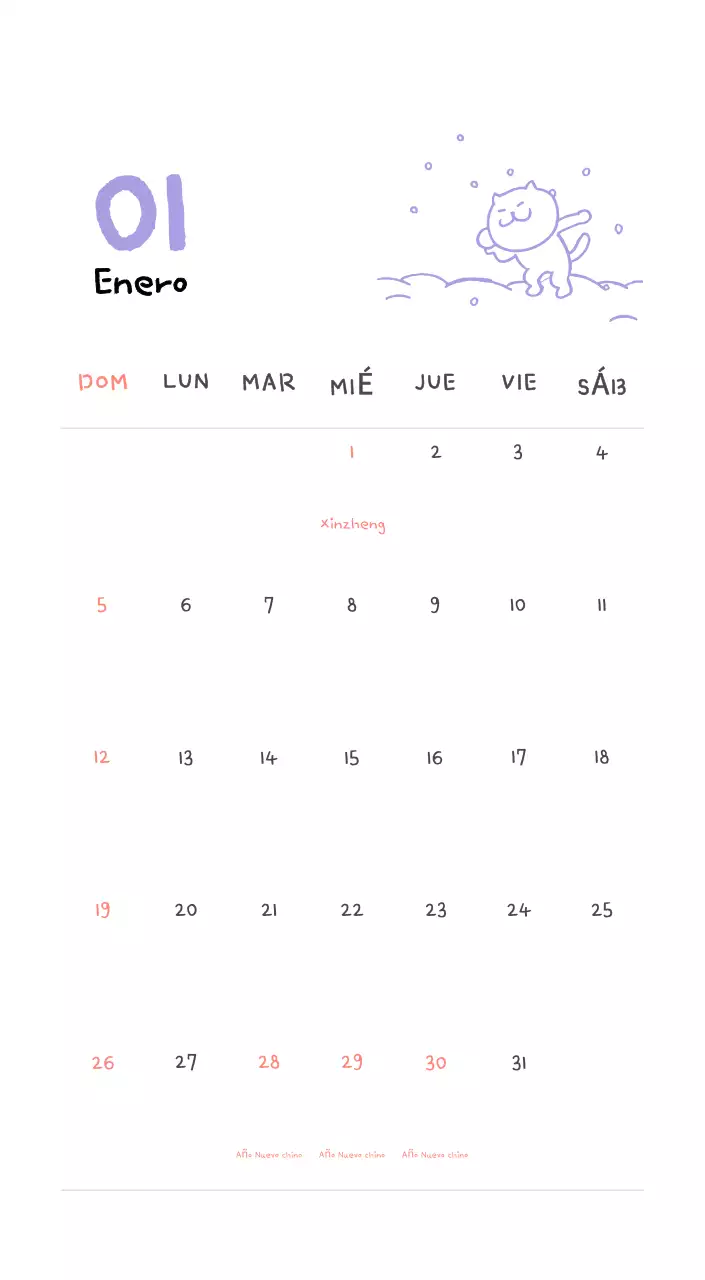 Calendario diario en marfil