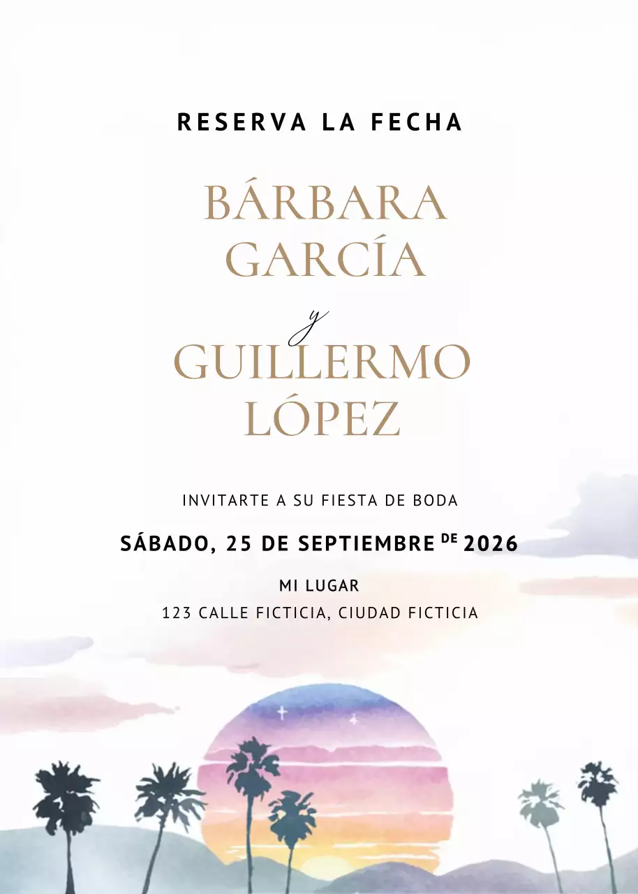 Invitación de boda elegante beige