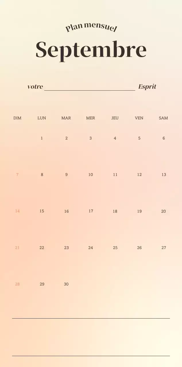 Calendrier minimaliste dégradé