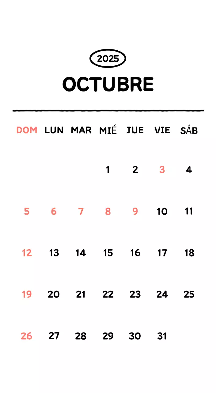 Calendario ilustrado con un bonito estilo de líneas