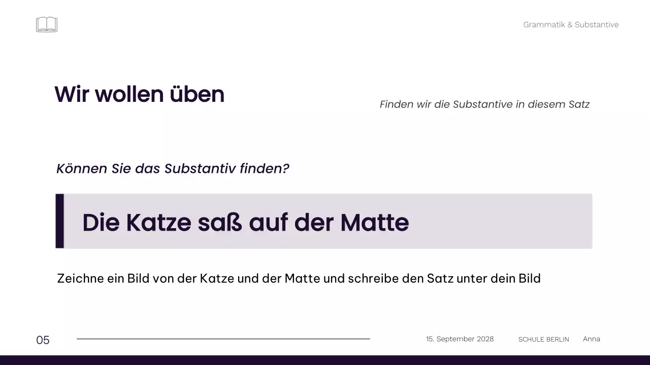 Professionelles minimalistisches Grammatikmaterial für die 1. Klasse
