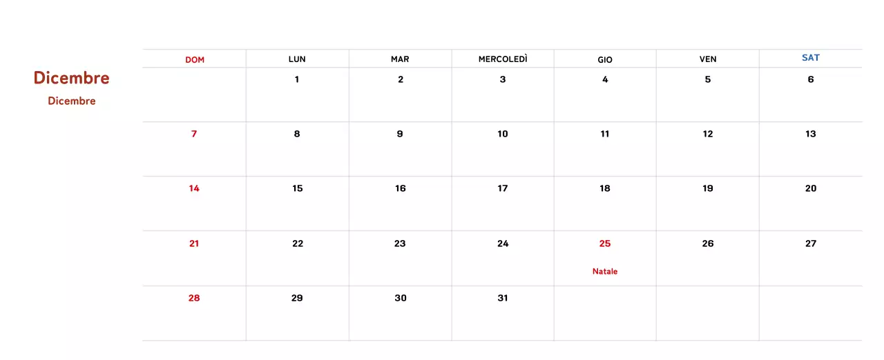 Calendario di Capodanno con una calda illustrazione