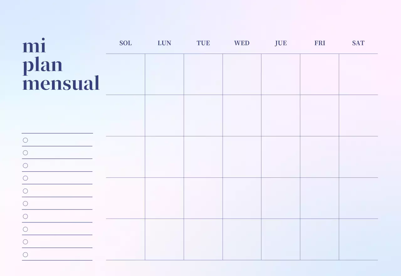 Calendario minimalista degradado