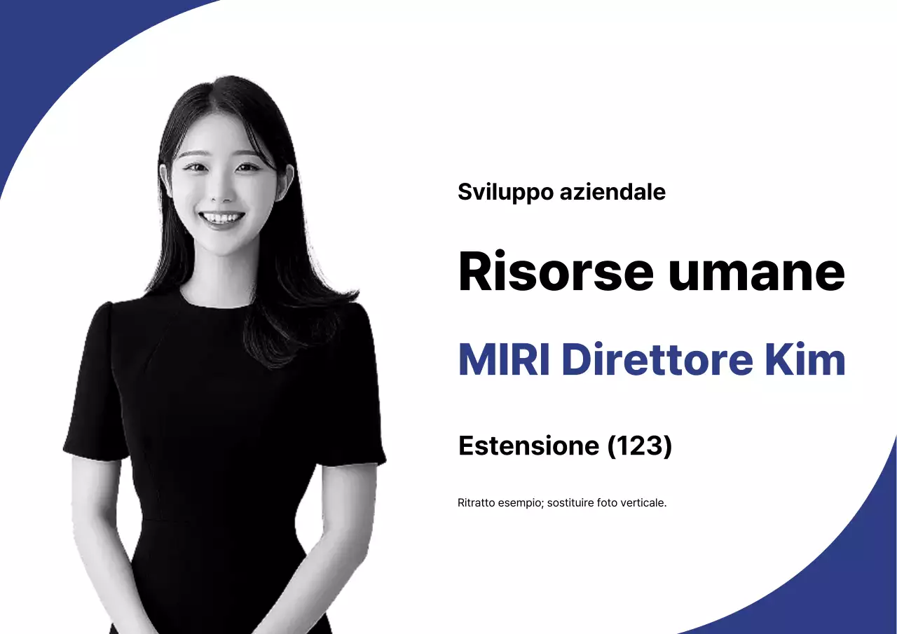 Biglietto da visita semplice in bianco e nero per la presentazione dei dipendenti