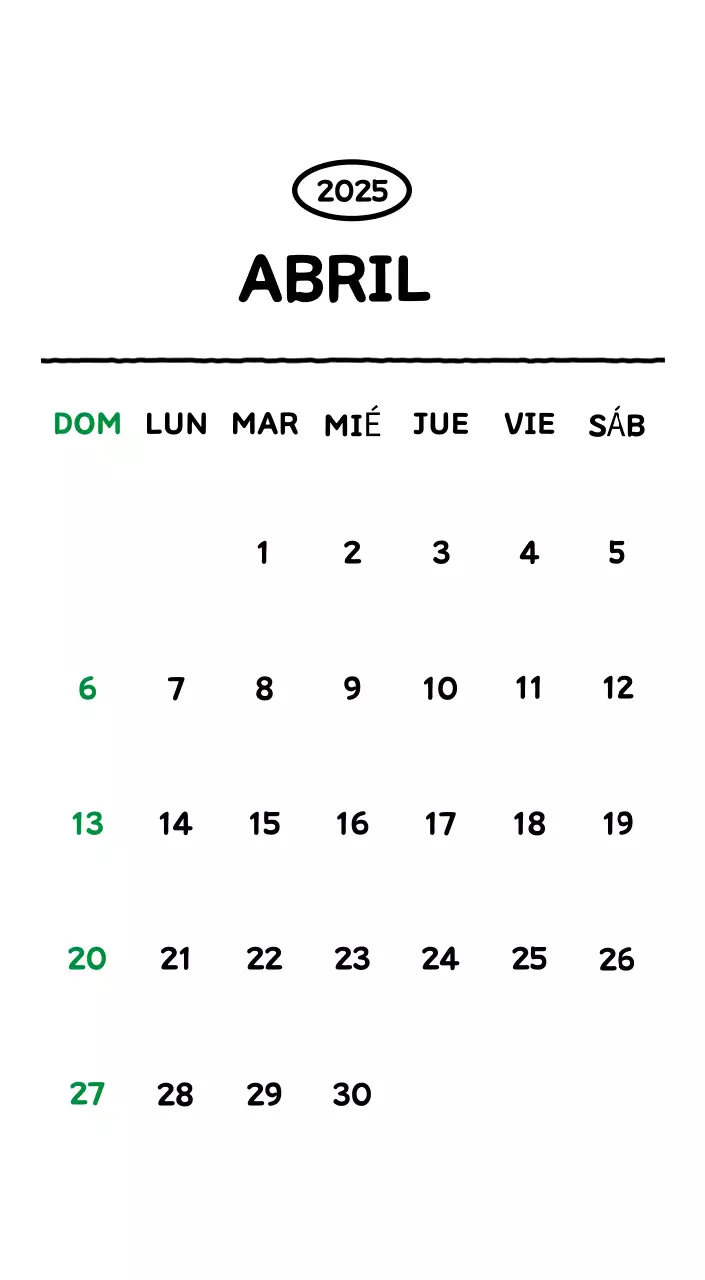 Calendario ilustrado con un bonito estilo de líneas